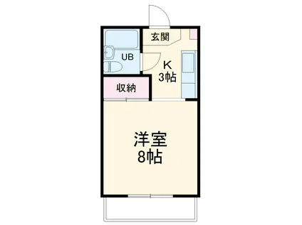 コットンフィールドB(1K/2階)の間取り写真