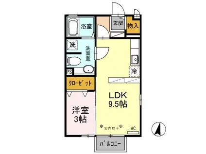 ヴェルデ・ナチュールⅢ(1LDK/2階)の間取り写真