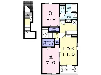 パームツリー(2LDK/2階)の間取り写真