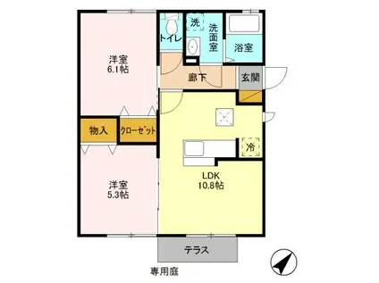 コスモ A(2LDK/1階)の間取り写真