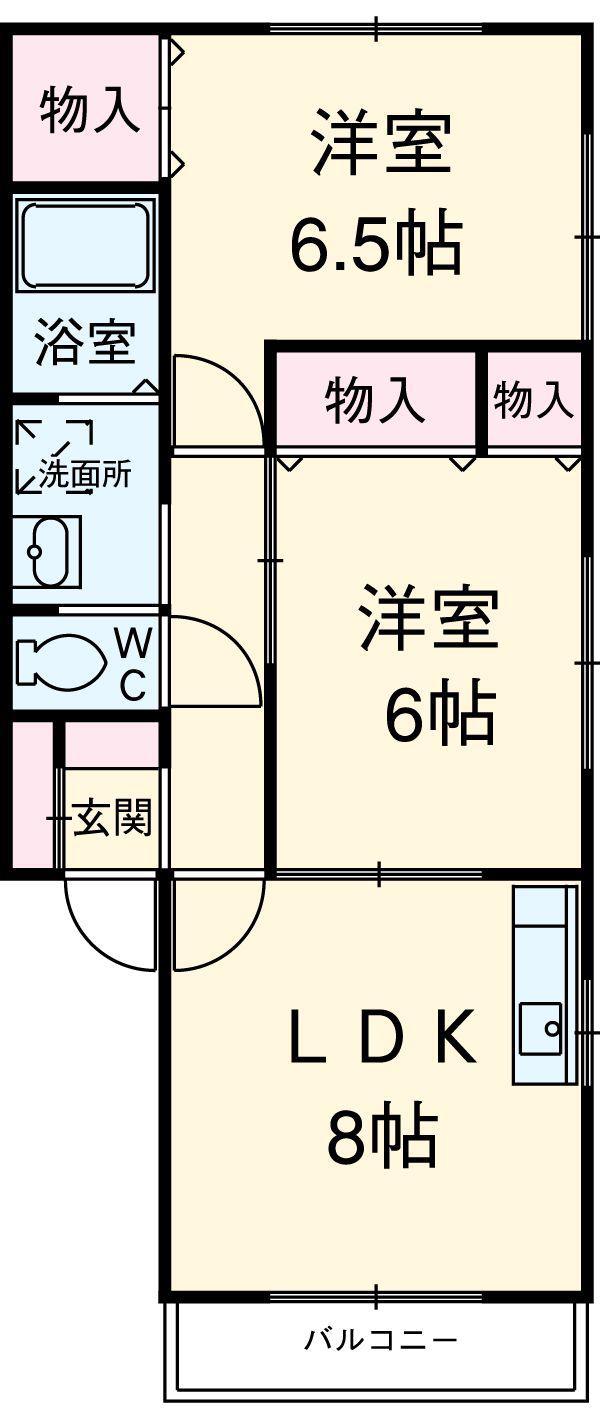 メイプル(2LDK/1階)の間取り写真