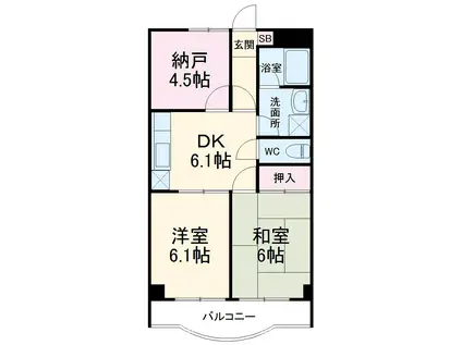 座間グリーンヒル(3DK/3階)の間取り写真