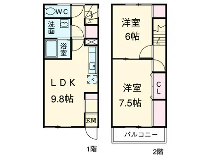 ｄｏｕｂｌｅ　ｅｉｇｈｔ　ｍａｉｓｏｎｅｔｔｅ(2LDK)の間取り写真