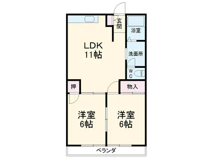 リバーサイドシバ(2LDK/3階)の間取り写真