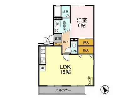 ハイカムールN(1LDK/3階)の間取り写真