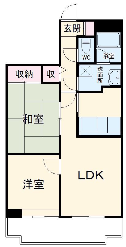 ヴェルアージュ小山(2LDK/8階)の間取り写真