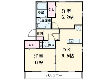 ロイヤルパレス(2DK/3階)の間取り写真