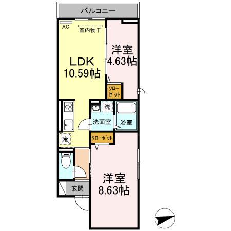 セジュール西台4(2LDK/3階)の間取り写真