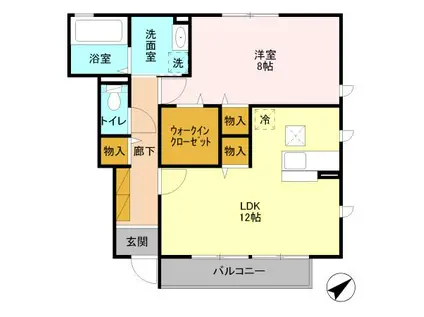 プリムールA(1LDK/1階)の間取り写真