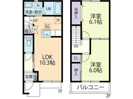 メゾネット中央(2LDK)の間取り写真