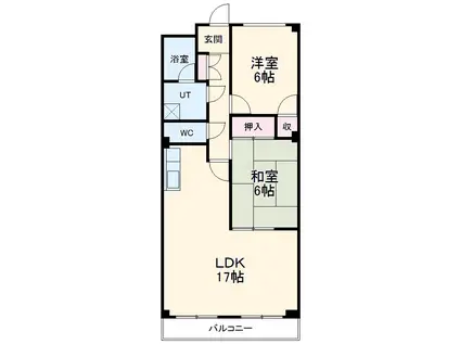 ドエルウエスト(2LDK/5階)の間取り写真