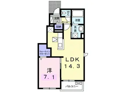 カンフォタブル・メゾン2(1LDK/1階)の間取り写真