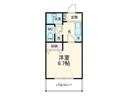 エクセレントアフィ横浜橋(1K/2階)の間取り写真