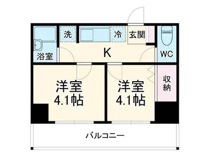 エクセレントアフィ横浜橋(2K/4階)の間取り写真