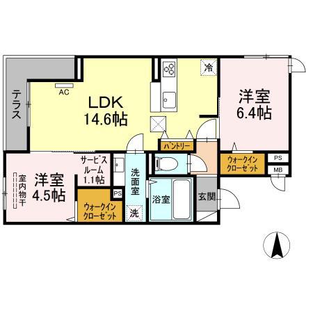 ガーデンテラスⅡ(2SLDK/1階)の間取り写真