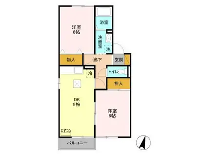 ユナイテッドⅡ(2LDK/1階)の間取り写真