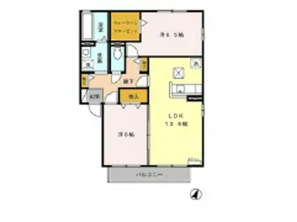 サイプレスA(2LDK/1階)の間取り写真