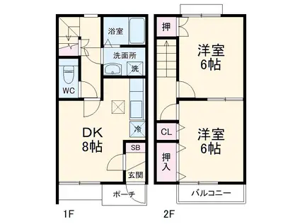 グランシャリオ(2DK/1階)の間取り写真