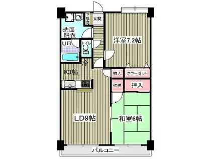 アウラ10(2LDK/3階)の間取り写真