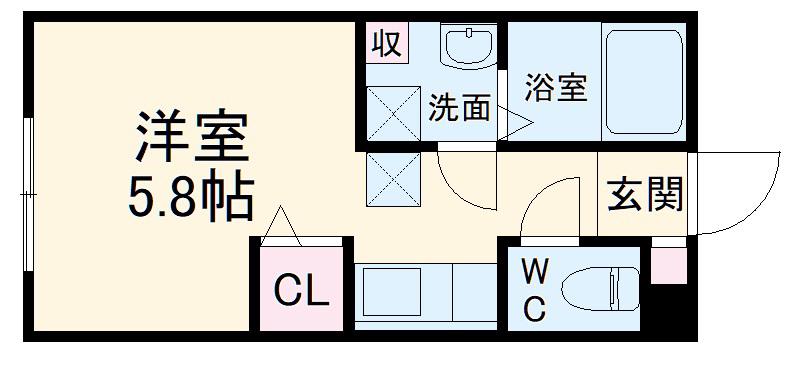 ミッドテラス草加(ワンルーム/1階)の間取り写真