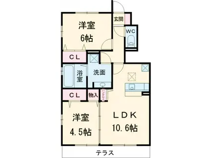 シエル エトワール B(2LDK/1階)の間取り写真