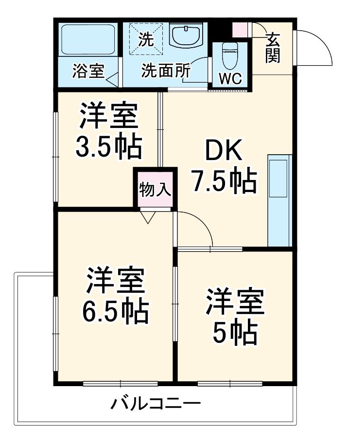 第5菊屋ビル(3DK/4階)の間取り写真