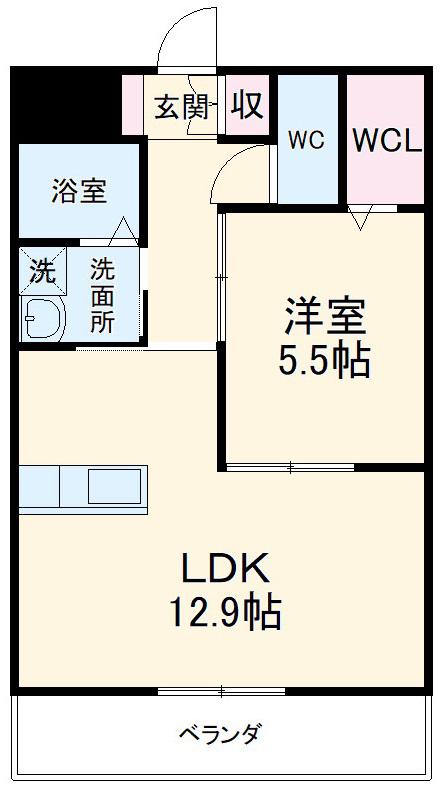 AZALEA八田(1LDK/2階)の間取り写真