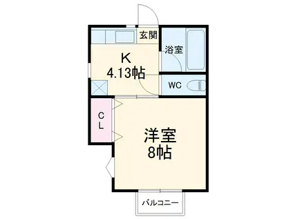 ドリームウエスト(1K/2階)の間取り写真