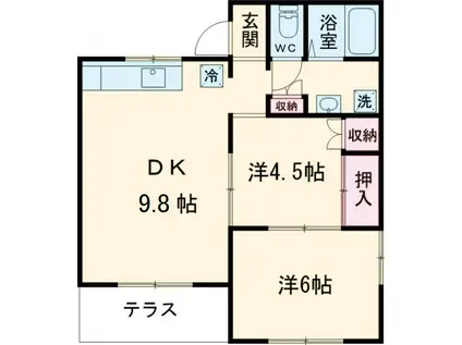 ホワイトバーチ(2DK/2階)の間取り写真