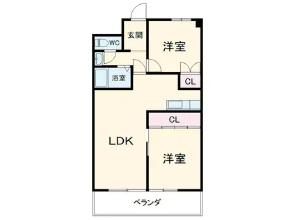 フェステ菊屋第6(2LDK/1階)の間取り写真