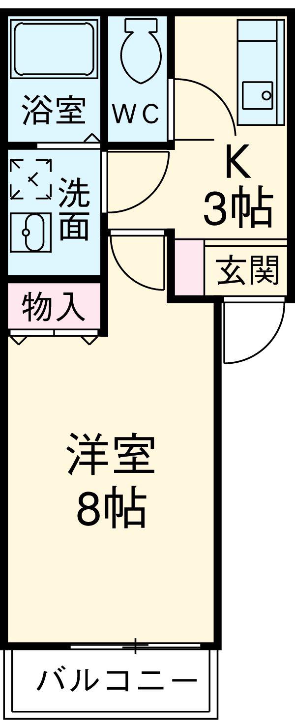 クレフラスト三方原(1K/2階)の間取り写真