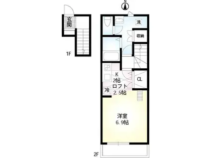 メゾン南町田(1K/2階)の間取り写真