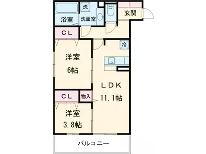ラ ネージュ(2LDK/3階)の間取り写真