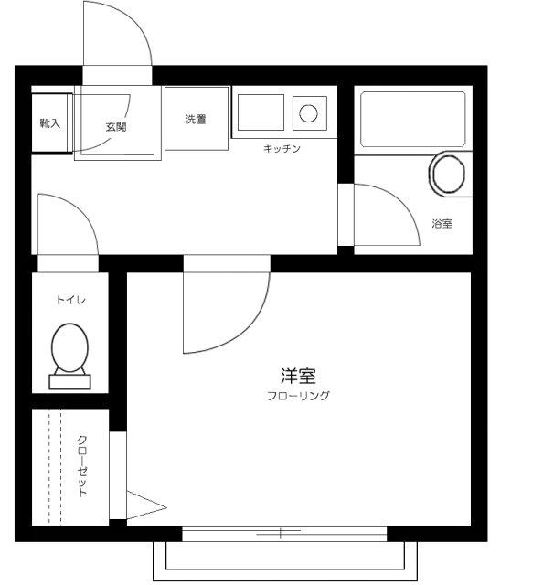 OZ弐番街C(1K/1階)の間取り写真
