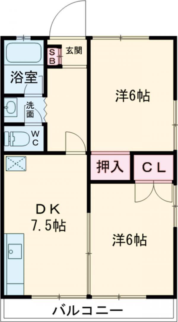 コーポオオゴ E(2DK/1階)の間取り写真