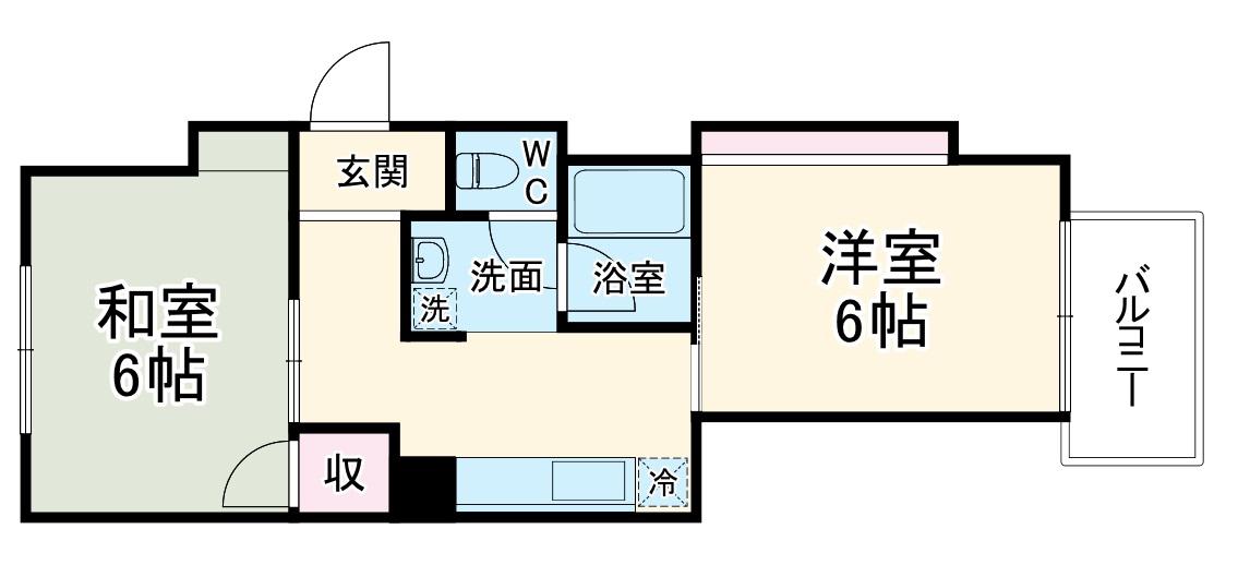 近藤ビル(2K/6階)の間取り写真