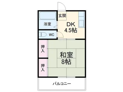 メゾン魚町(1DK/2階)の間取り写真