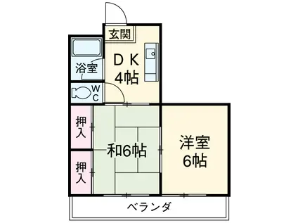 メゾン魚町(2DK/3階)の間取り写真