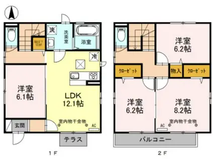 川越線 的場駅 徒歩7分 2階建 築10年(4LDK)の間取り写真