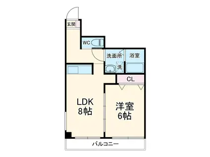 ランドウォーカー(1LDK/4階)の間取り写真