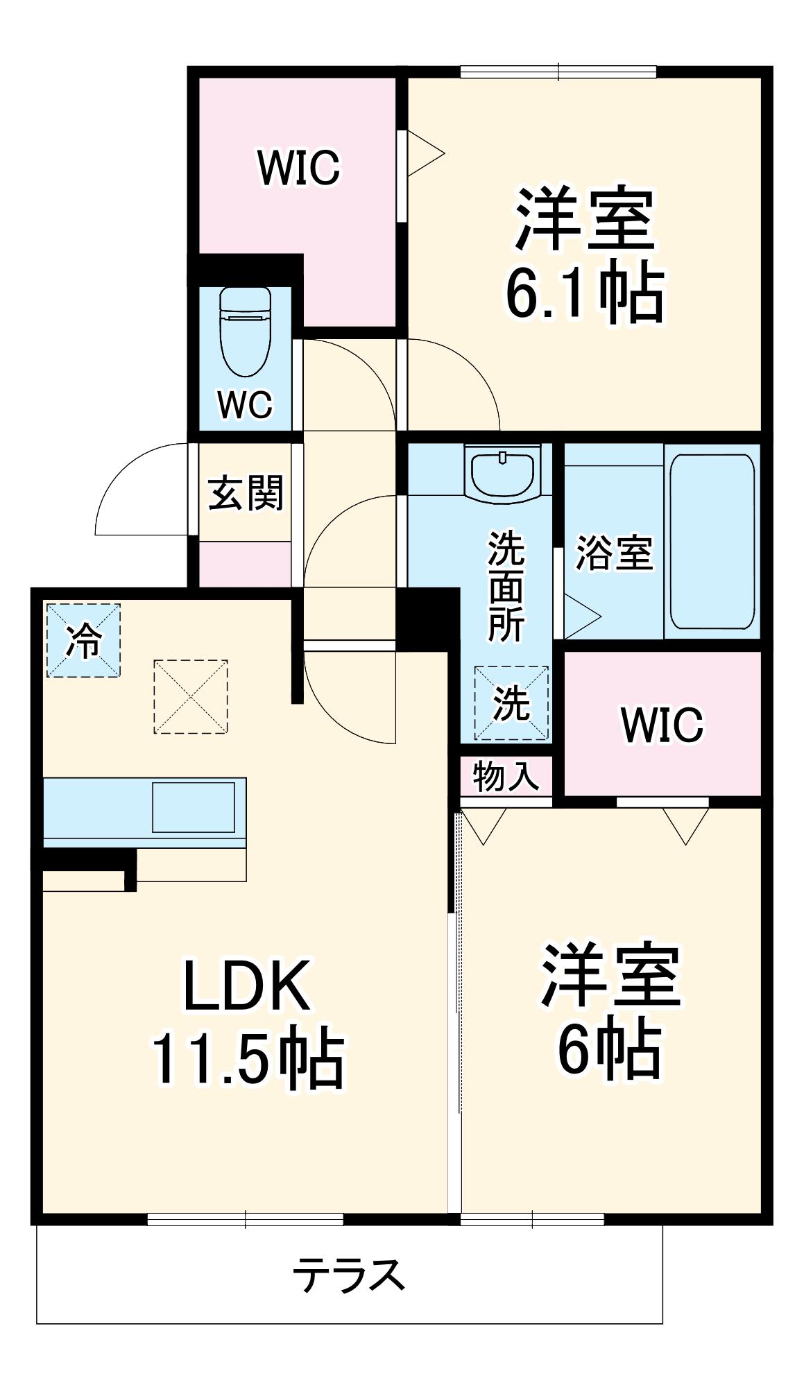 匠乃館C(2LDK/1階)の間取り写真