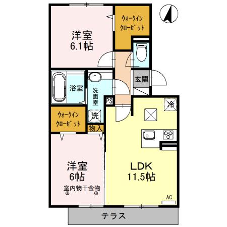 匠乃館C(2LDK/1階)の間取り写真
