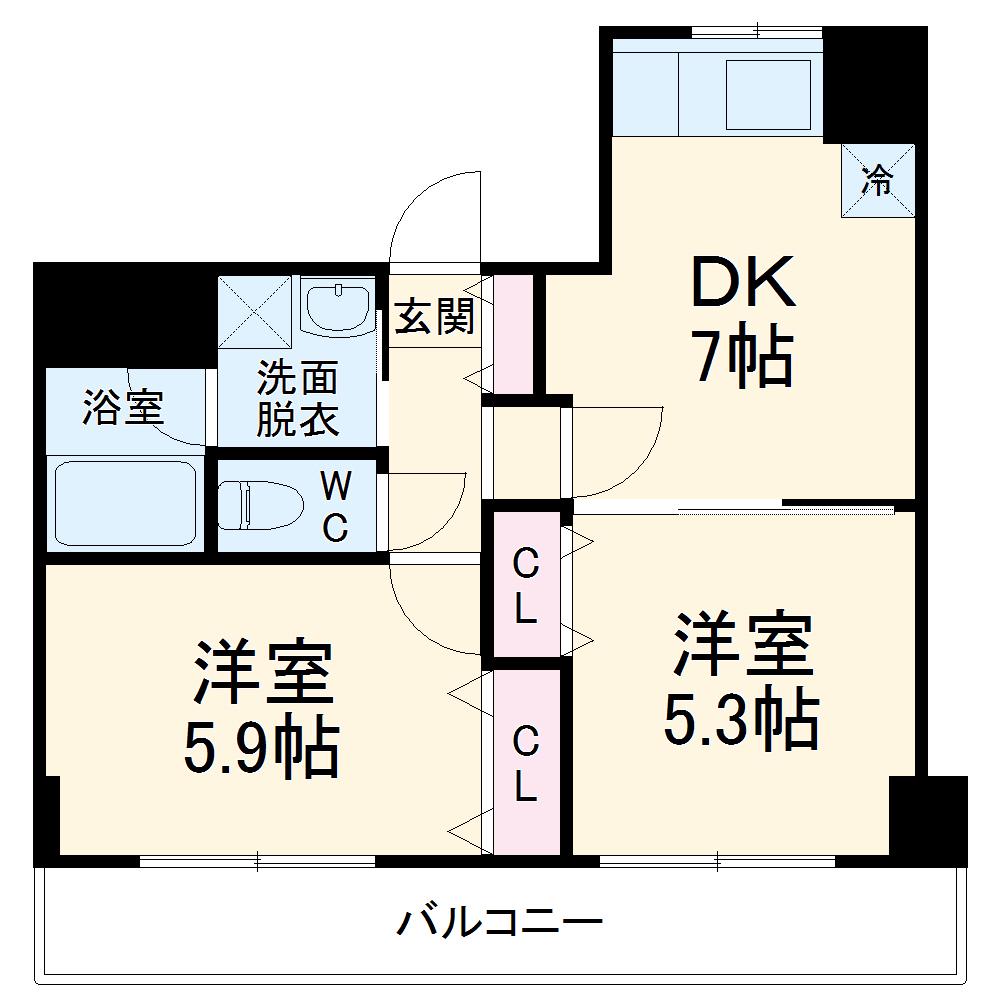 リコルド(2DK/2階)の間取り写真