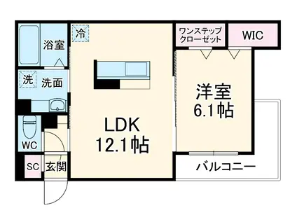 AMOUR(1LDK/3階)の間取り写真