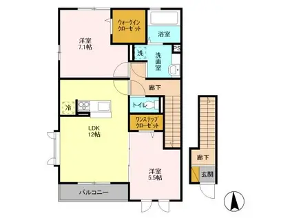 ピアヒルズ桜ヶ丘 C(2LDK/2階)の間取り写真