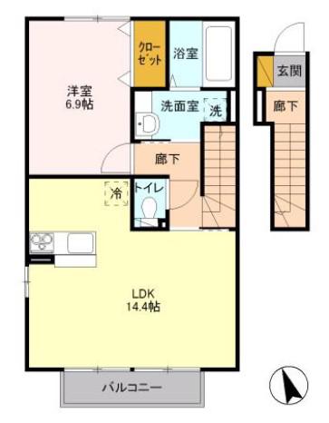 PIAYS(1LDK/2階)の間取り写真
