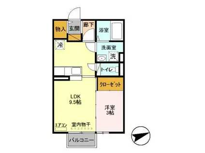 サリーレ3(1LDK/1階)の間取り写真