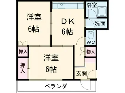 有玉ステーションハイツ Ⅲ(2DK/2階)の間取り写真