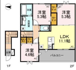 シティパル欅(3LDK/2階)の間取り写真