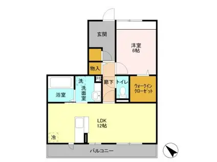 フェリオ B(1LDK/3階)の間取り写真